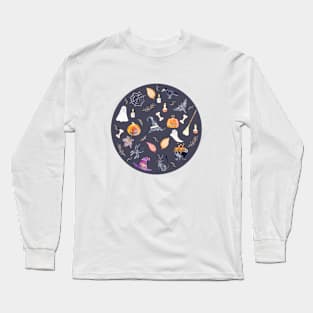 Halloween Watercolor Navy Long Sleeve T-Shirt